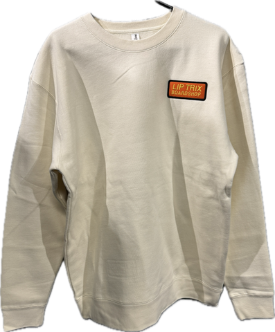 Lip Trix Boardshop: Patch Crewneck - Bone (Assorted Patch Color)